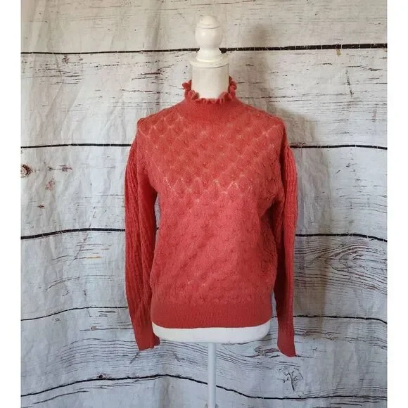 Anthropologie Knitted & Knotted Wool Blend Puffed Turtleneck Sweater Size XS - Picture 3 of 8